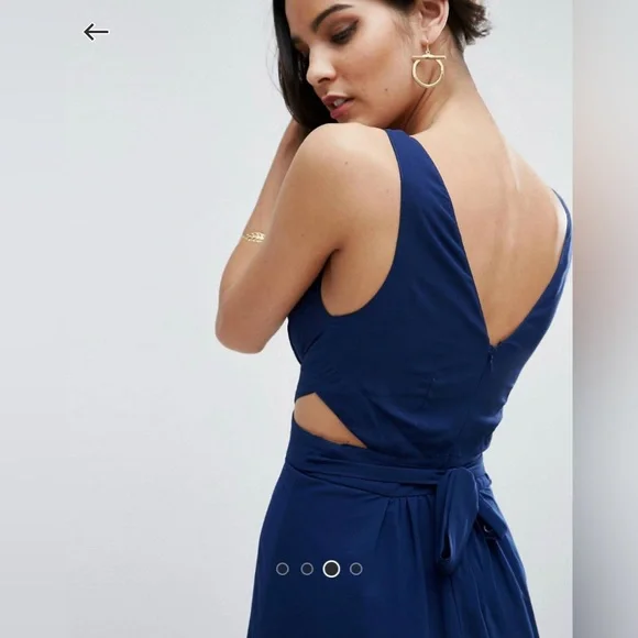 ASOS Side Cut-Out Maxi Gown Dress in Navy US 8 - Picture 3 of 6